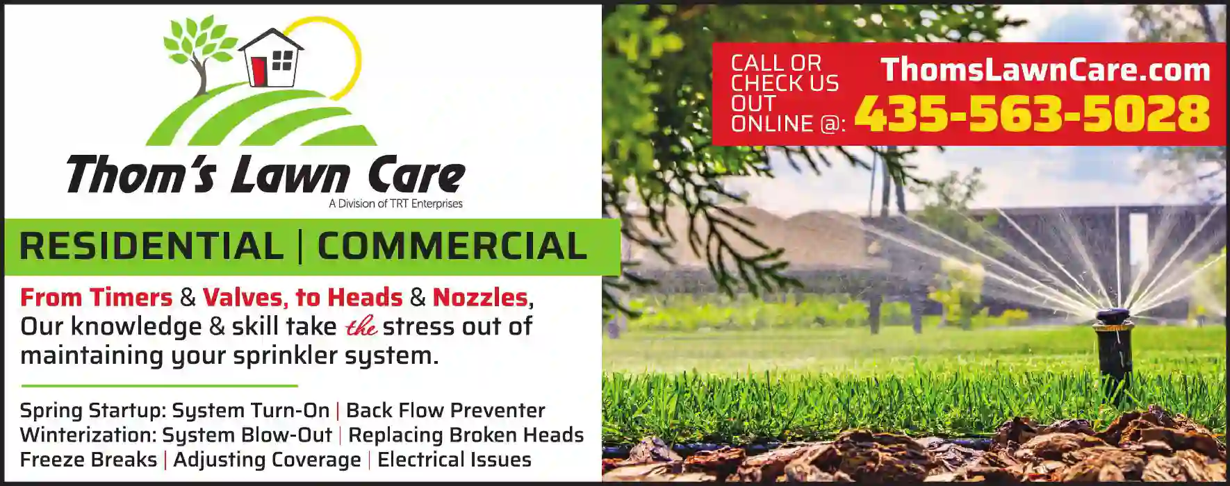 Sprinklers - Garden & Lawn print ad for Thom's Lawn Care