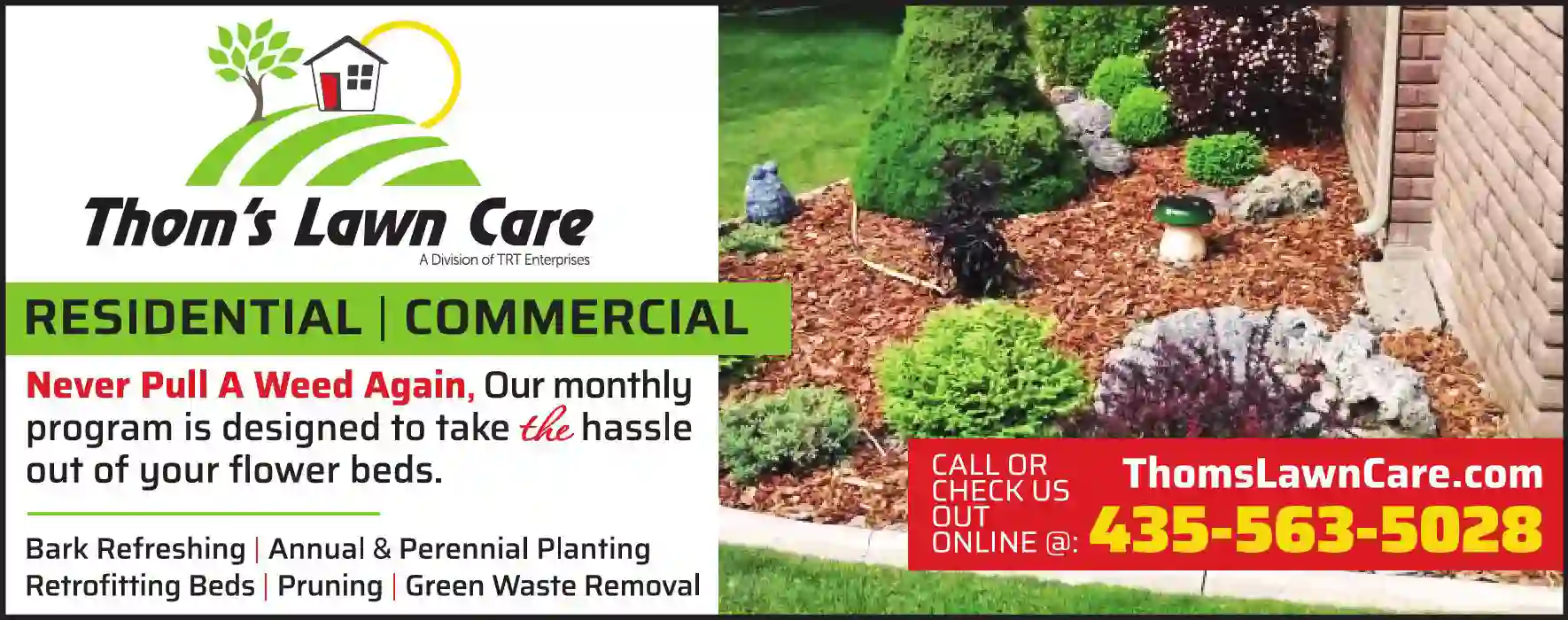 Weed Control print ad for Thom's Lawn Care