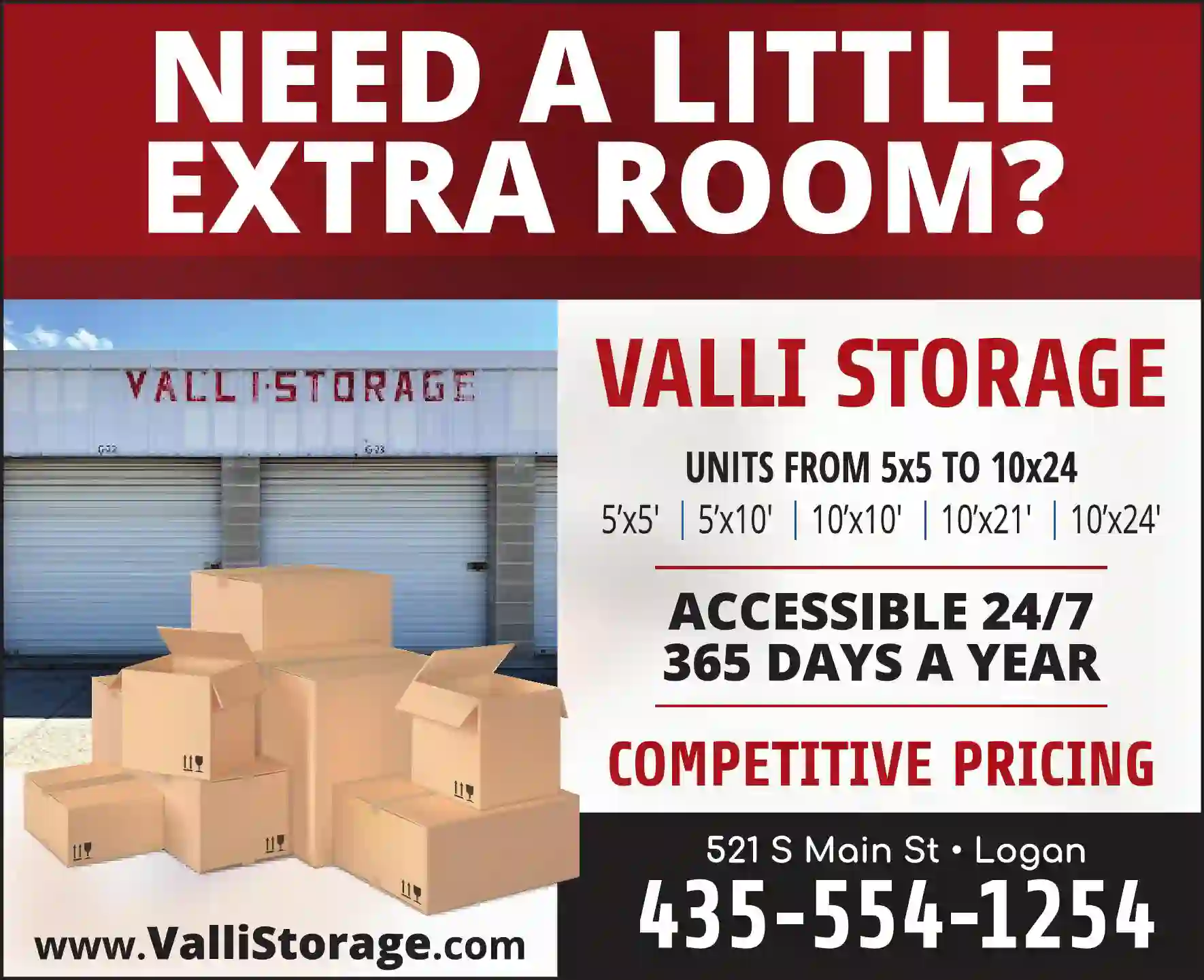 Storage - Household & Commercial print ad for Valli Storage