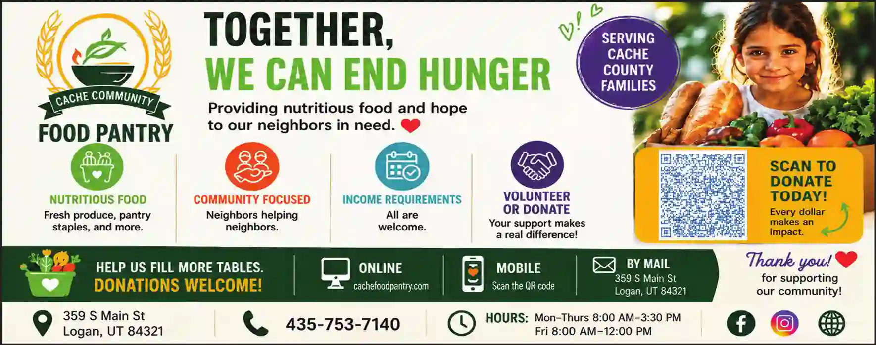 Food Banks print ad for Cache Community Food Pantry
