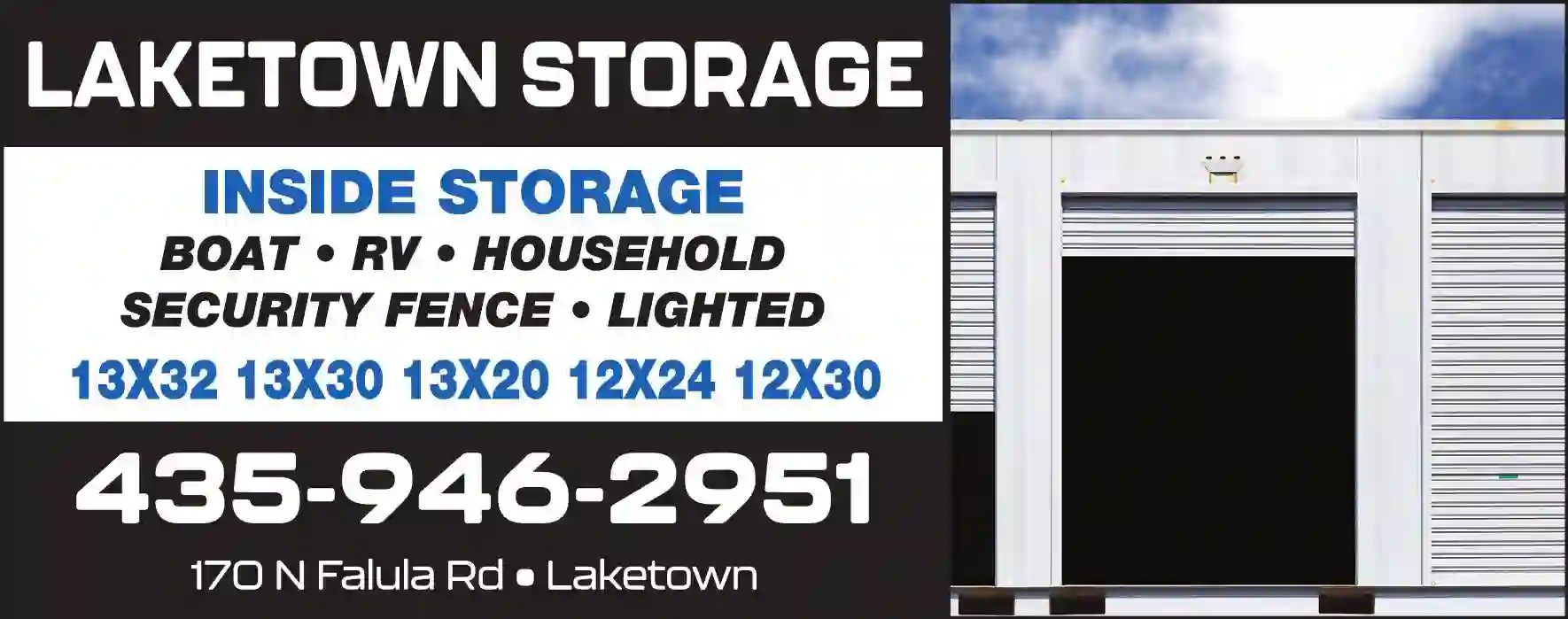 Storage - Household & Commercial print ad for Laketown Storage