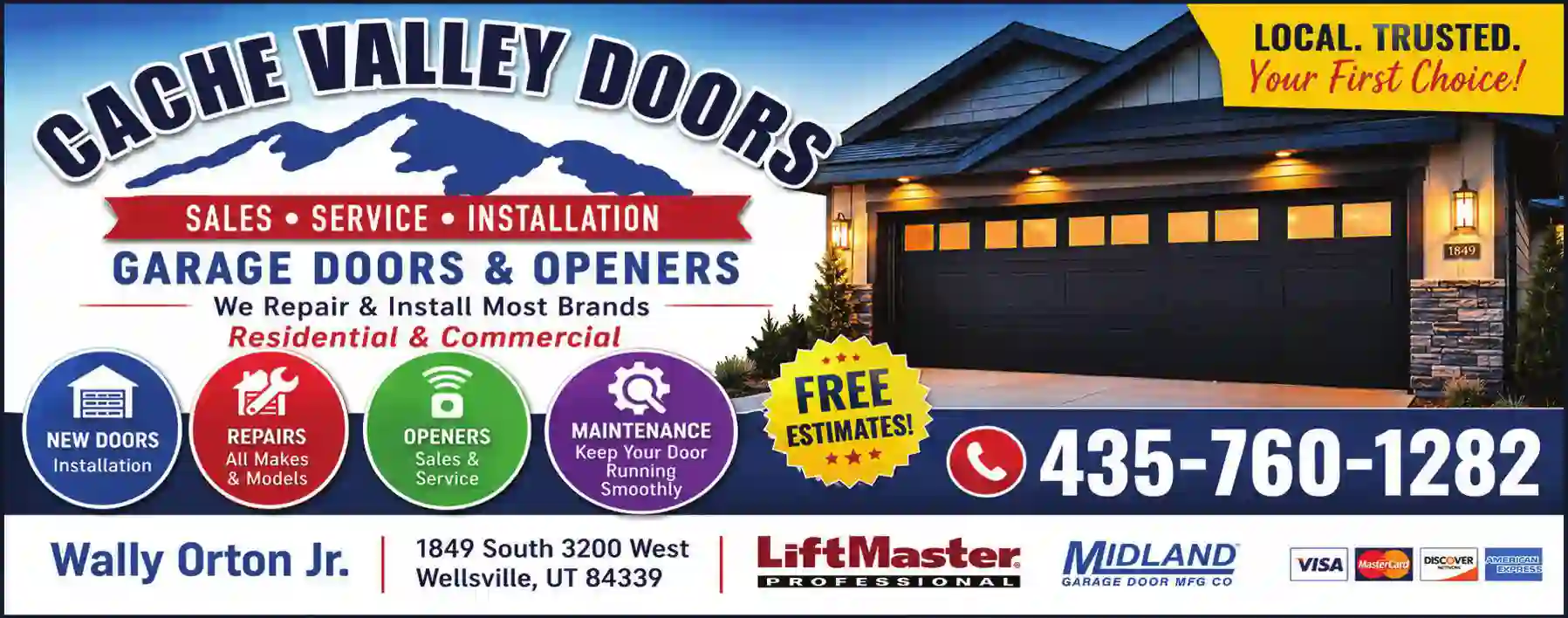 Doors - Garage - Openers print ad for Cache Valley Doors
