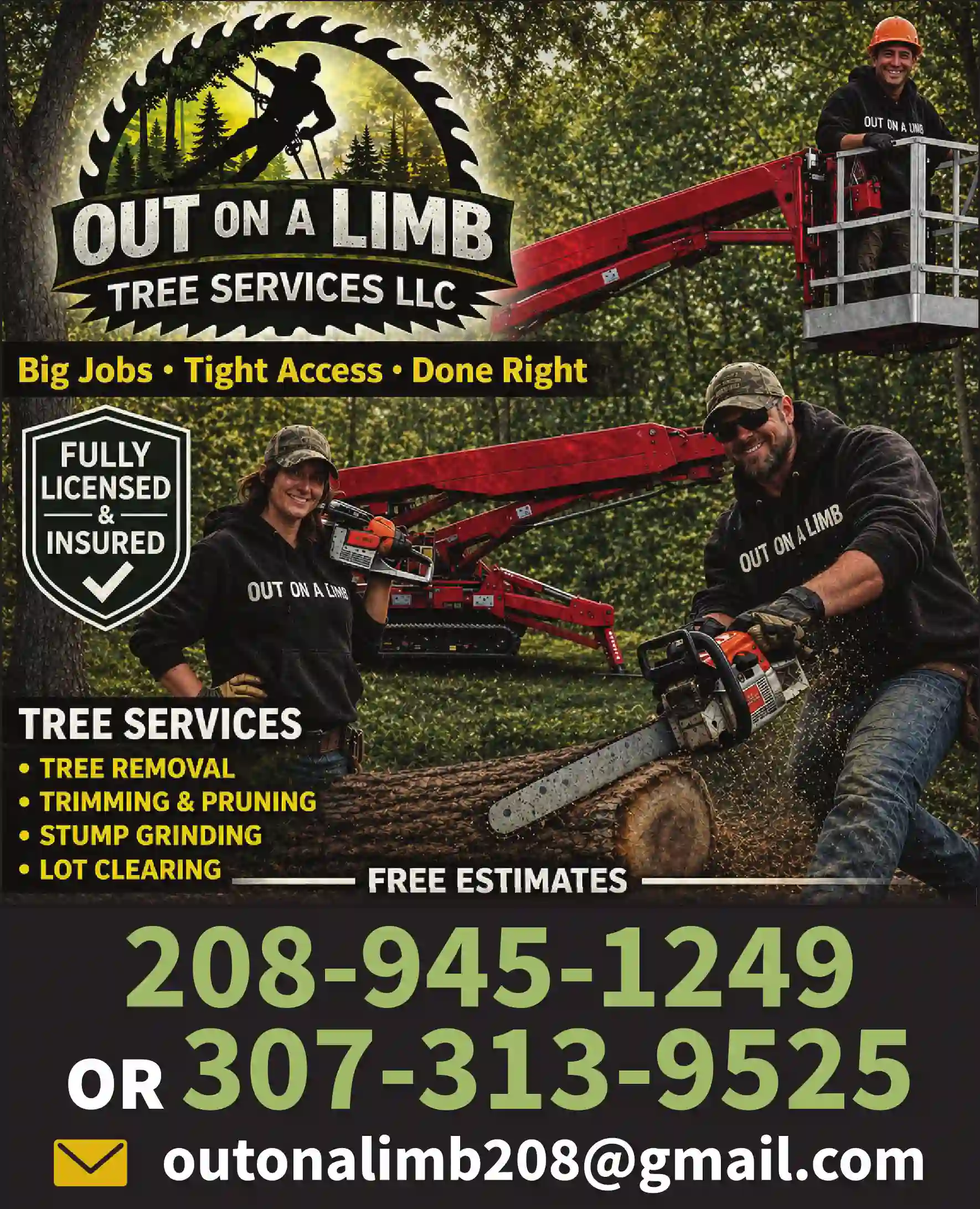 Tree Service print ad for Out On A Limb Tree Services LLC