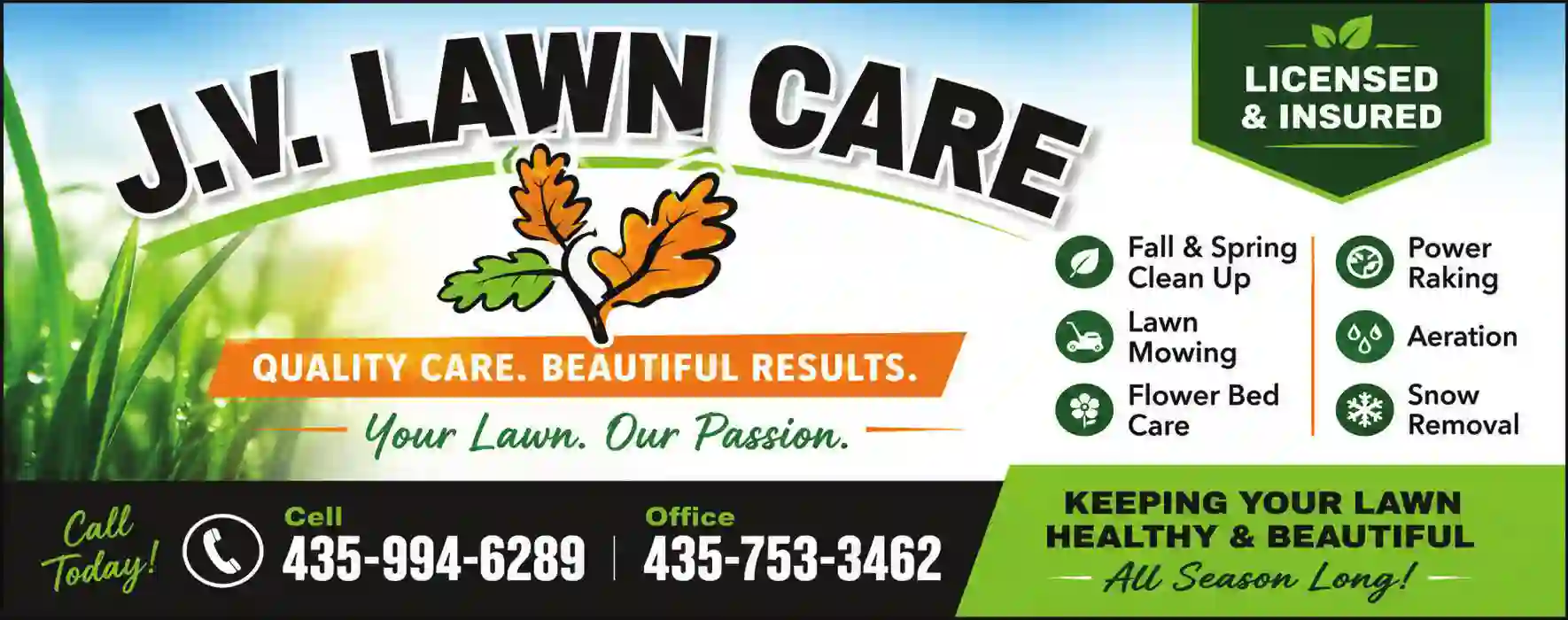 Lawn & Grounds Maintenance print ad for J V Lawn Care