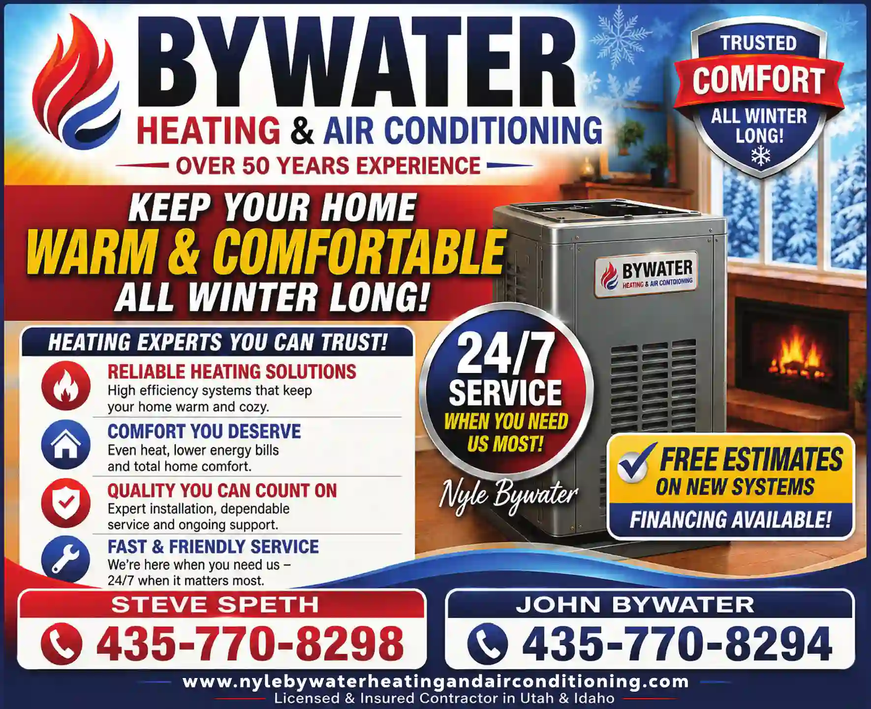 Heating Contractors print ad for Bywater Heating & Air Conditioning