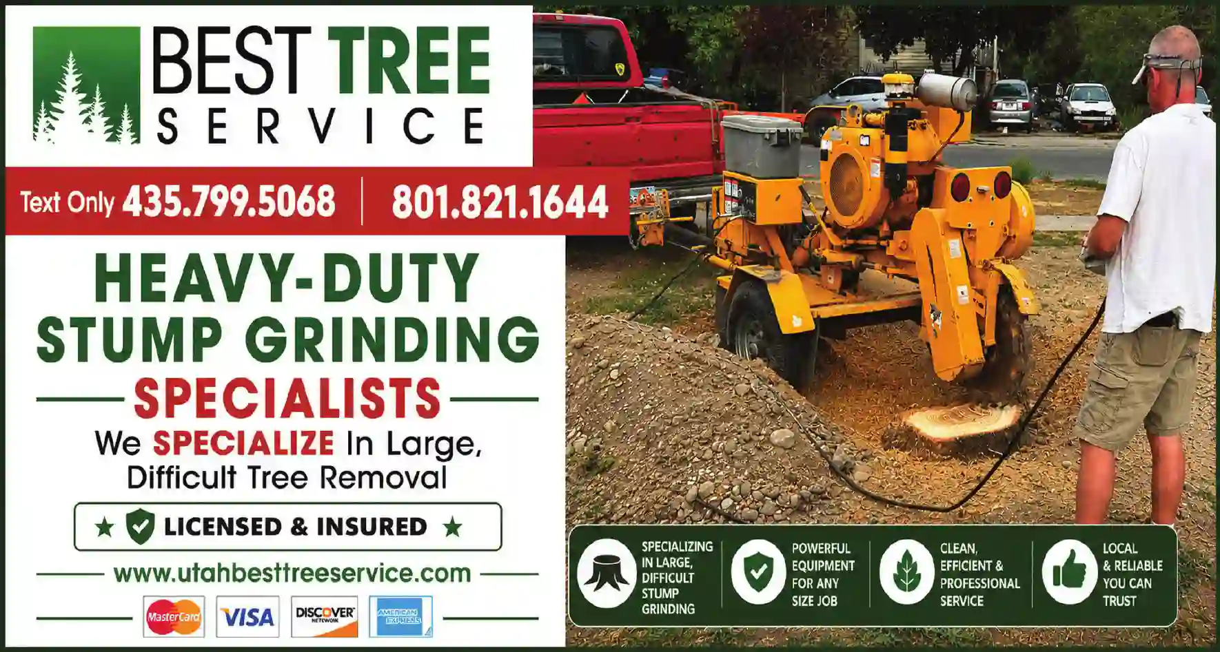 Stump Grinding print ad for Best Tree Service
