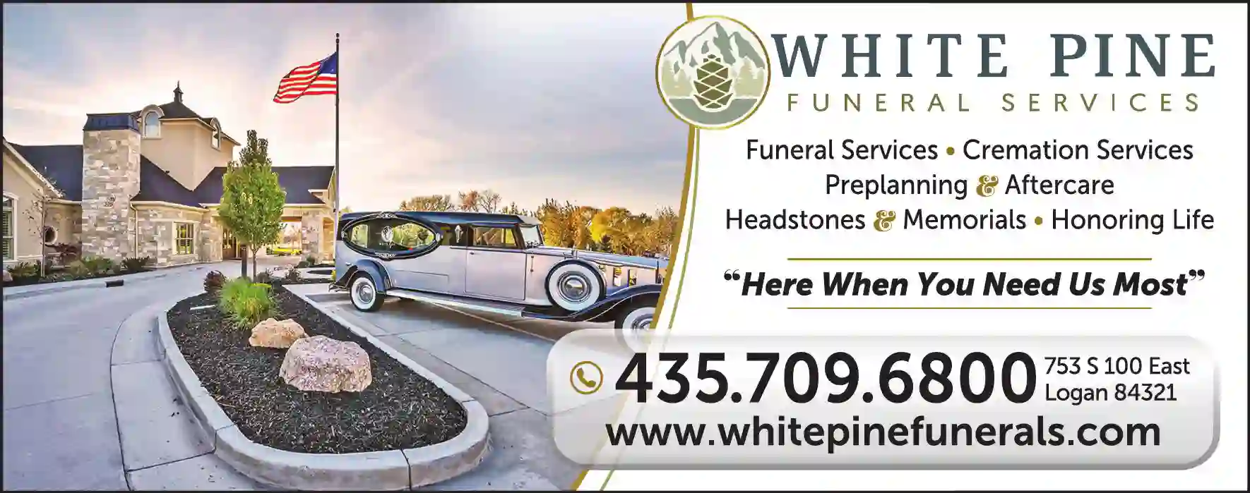 Cremation Services print ad for White Pine Funeral Services