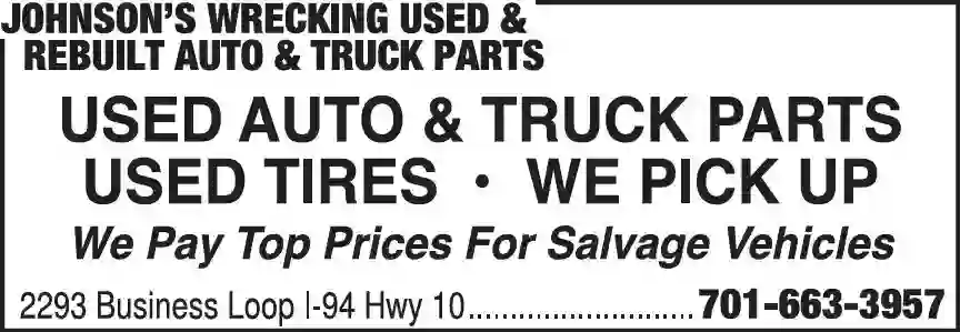 Auto Parts & Supplies - Used & Rebuilt print ad for Johnson's Wrecking ^ Used & Rebuilt Auto & Truck Parts