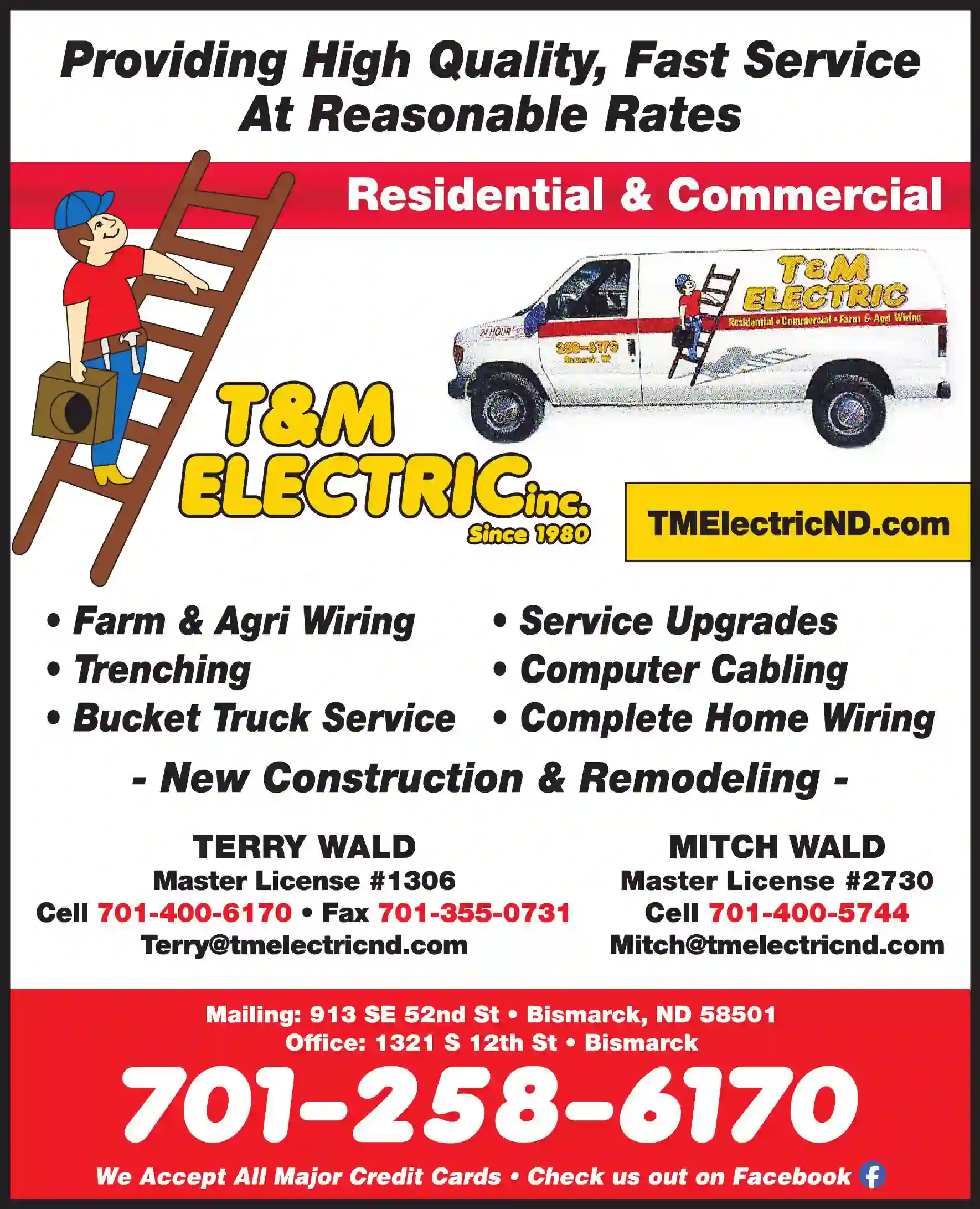 Electric Contractors print ad for T & M Electric Inc