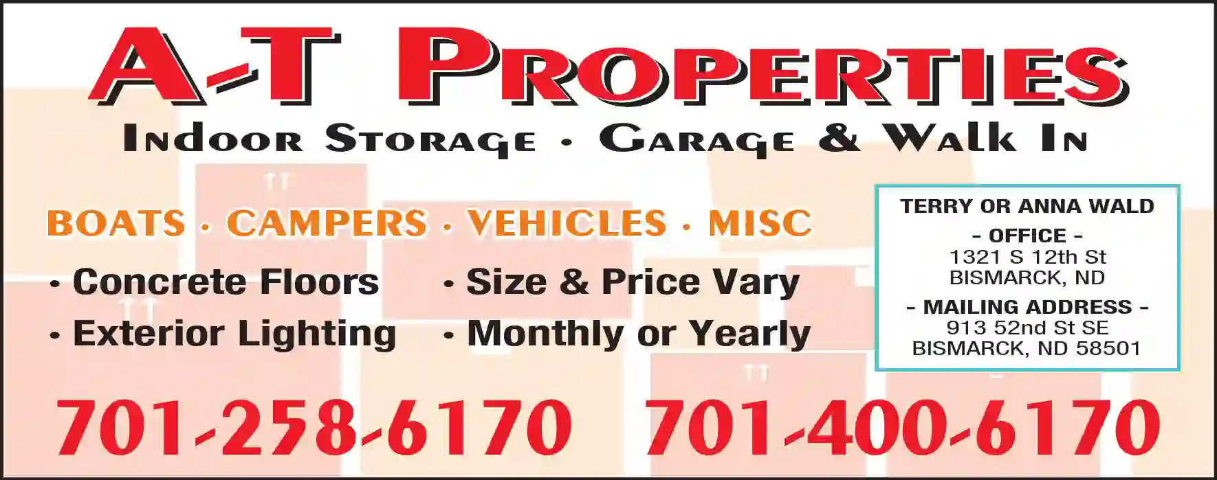 Storage - Household & Commercial print ad for A-T Properties