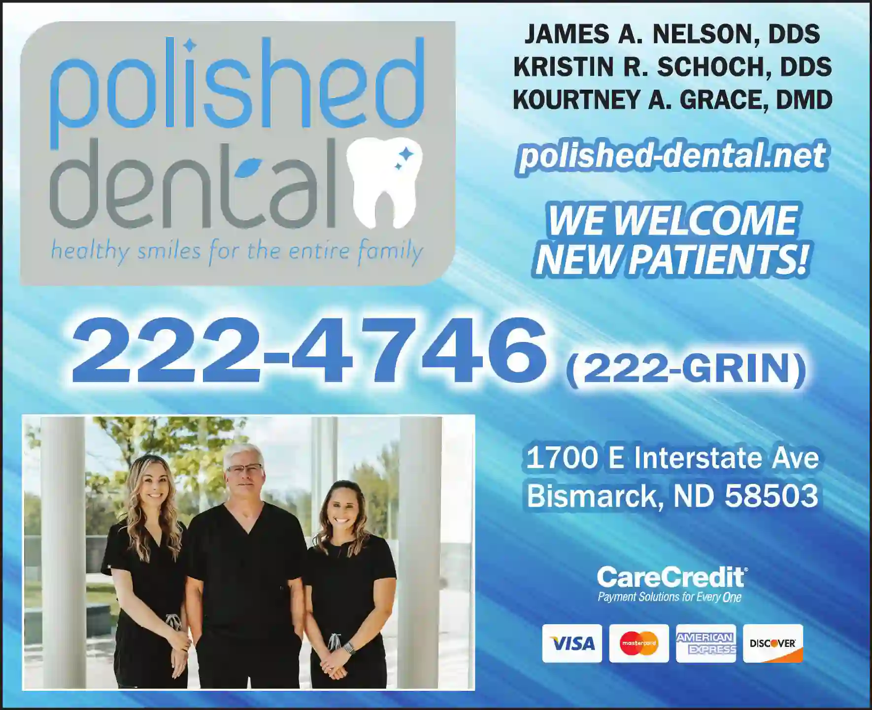 Dentists print ad for Polished Dental