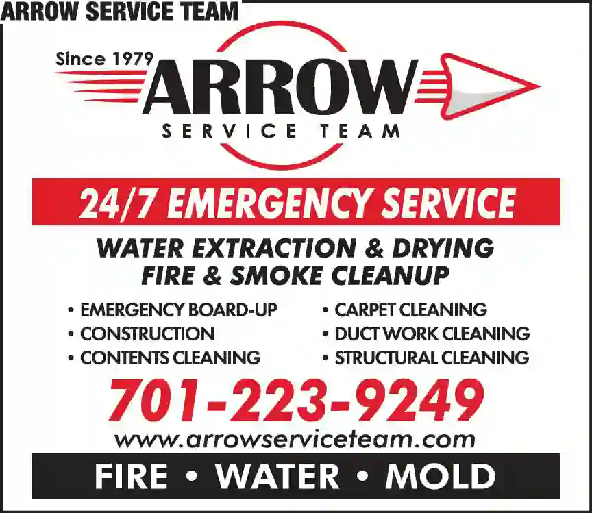 Fire & Water Damage Restoration print ad for Arrow Service Team