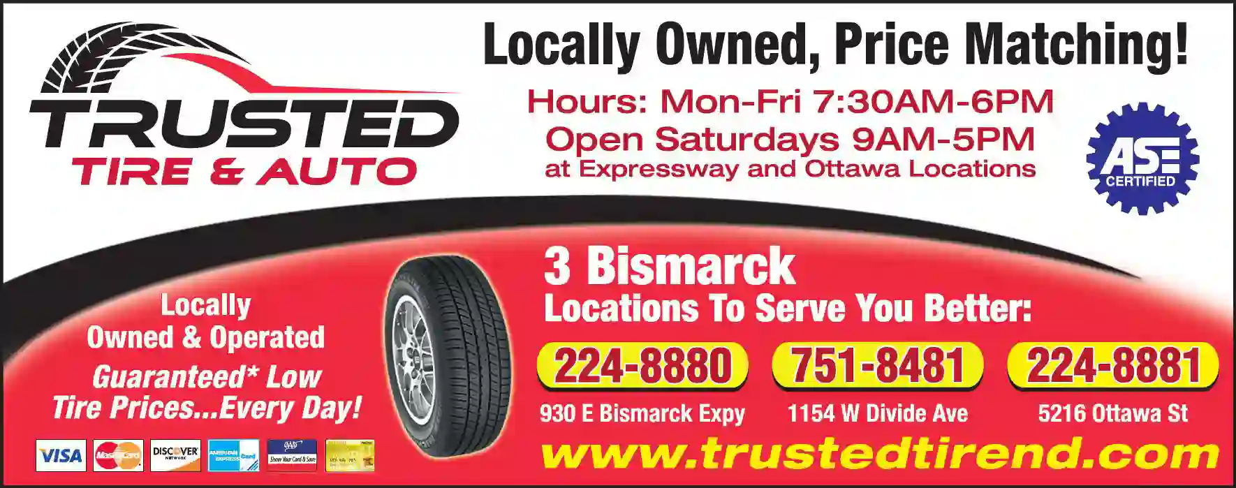 Tire Dealers print ad for Trusted Tire & Auto