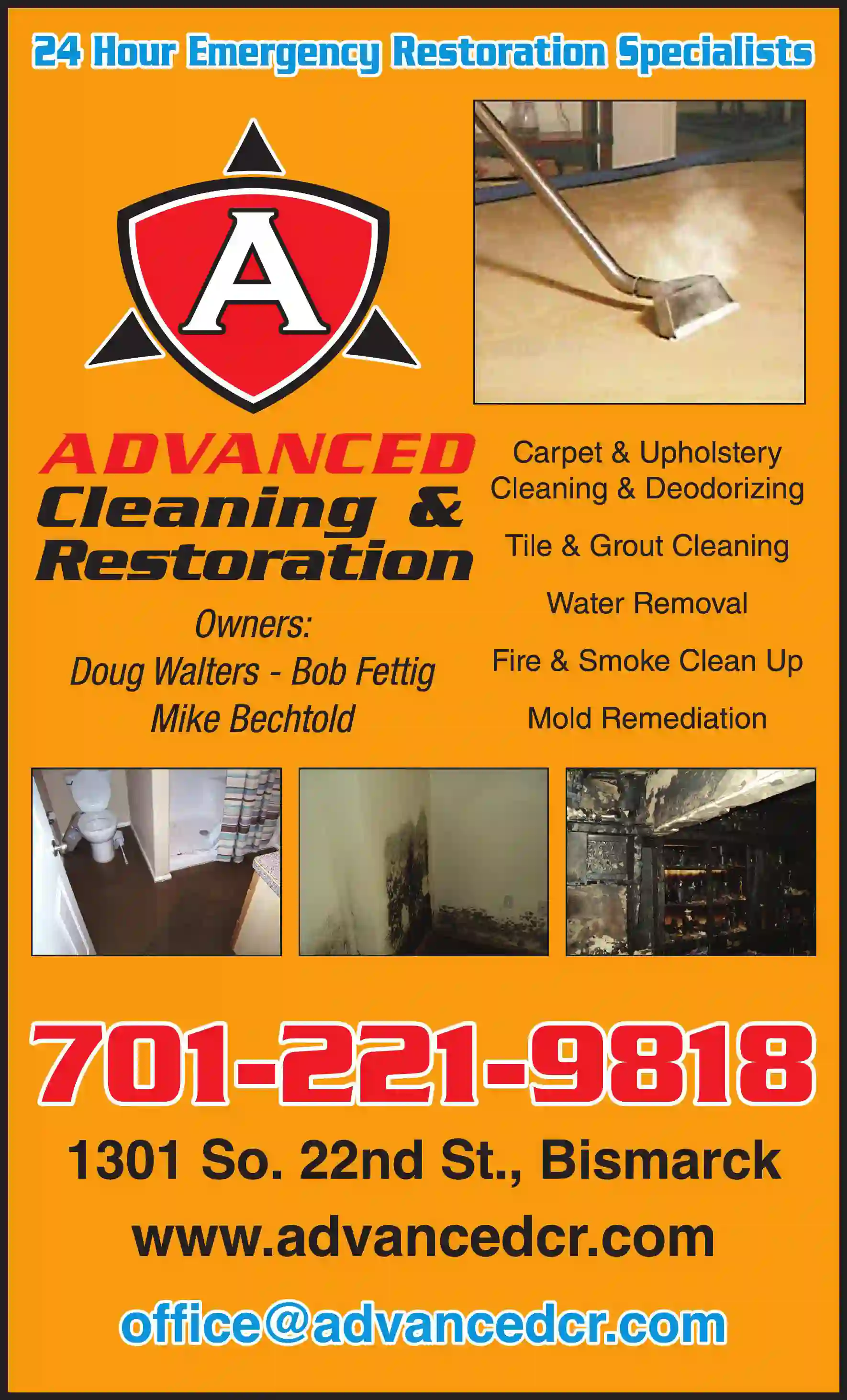 Carpet Rug & Upholstery Cleaners print ad for Advanced Cleaning & Restoration