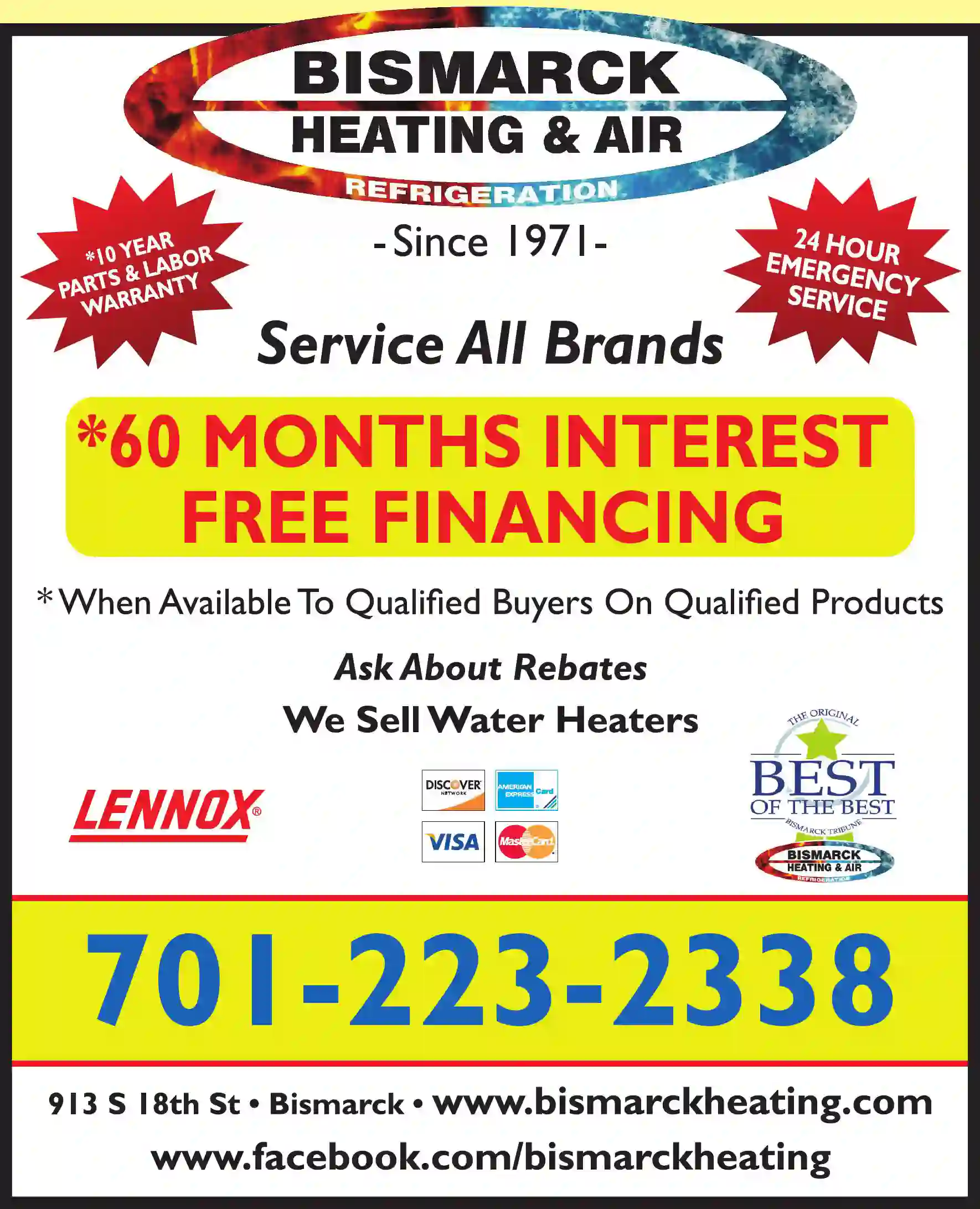 Air Conditioning - Contractors print ad for Bismarck Heating & Air Conditioning Inc