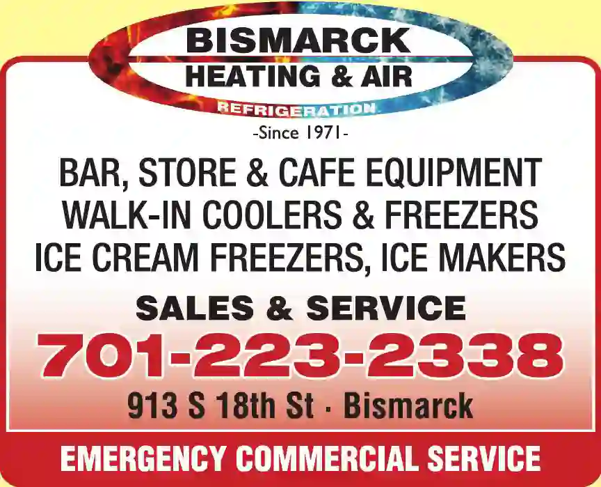 Refrigeration Equipment - Commercial - Sales & Service print ad for Bismarck Heating & Air Conditioning Inc