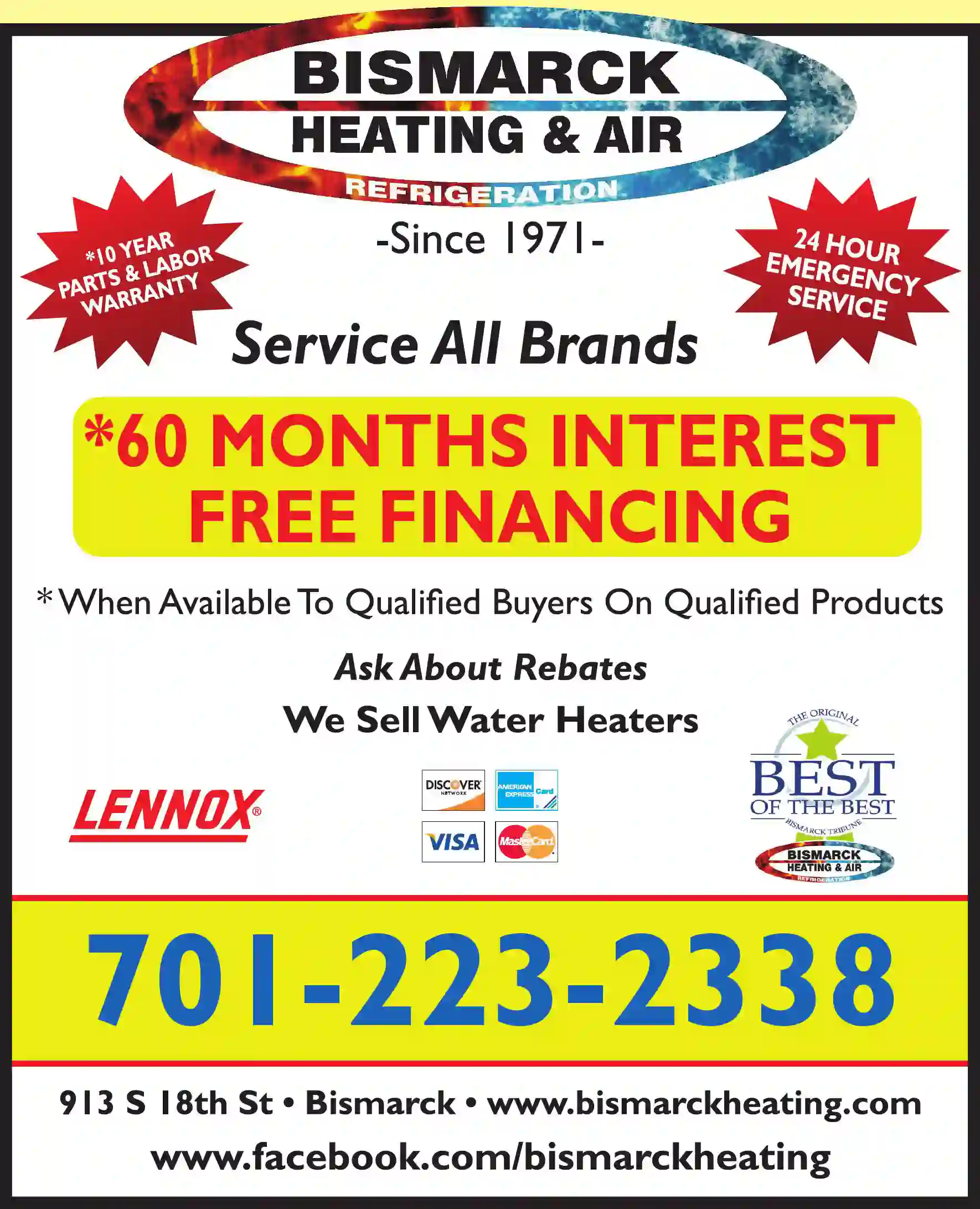 Boilers - New & Used print ad for Bismarck Heating & Air Conditioning Inc