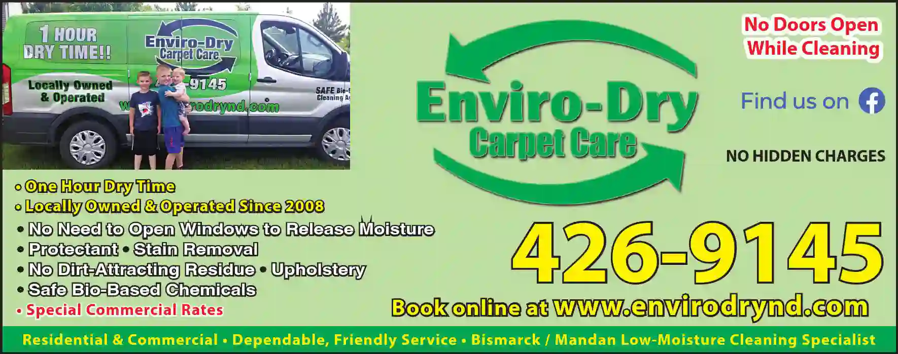 Carpet Rug & Upholstery Cleaners print ad for Enviro-Dry Carpet Care