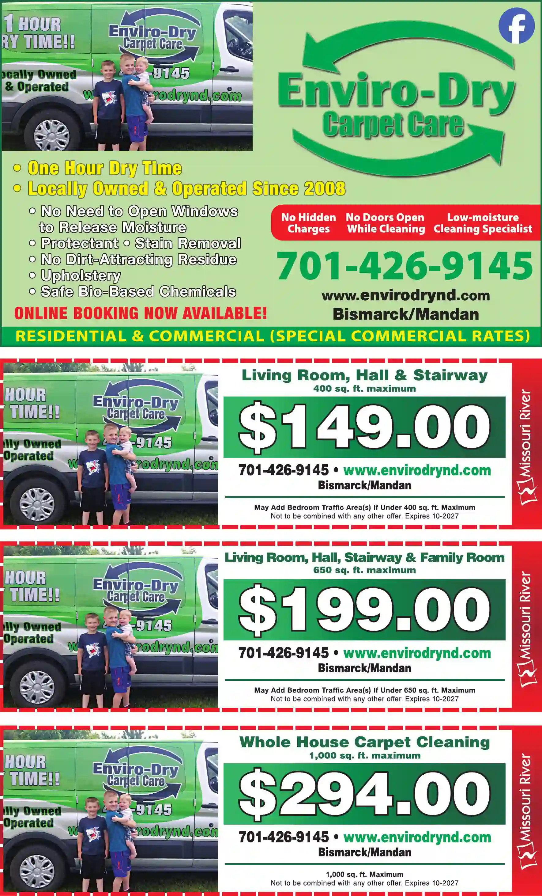 Carpet Rug & Upholstery Cleaners print ad for Enviro-Dry Carpet Care