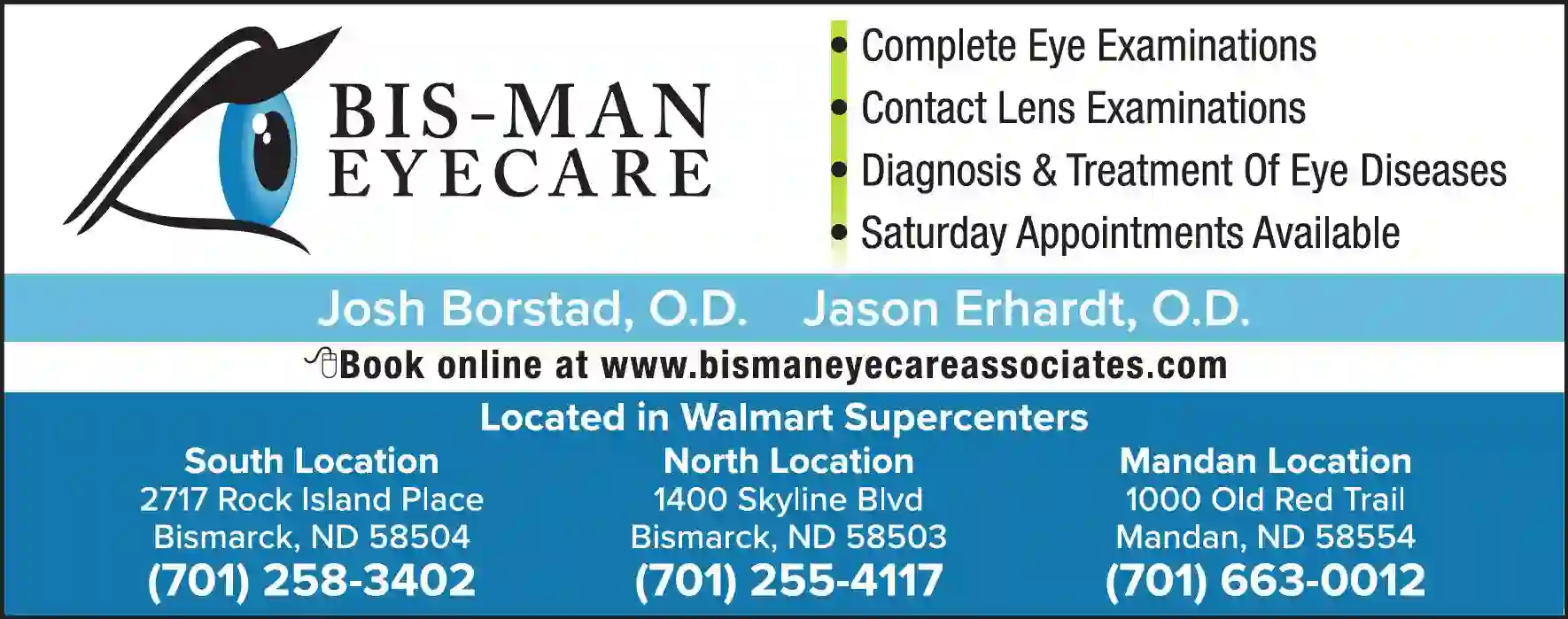 Contact Lenses print ad for Bis-Man Eyecare PLLC