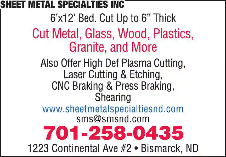 Water Jet Cutting print ad for Sheet Metal Specialties Inc