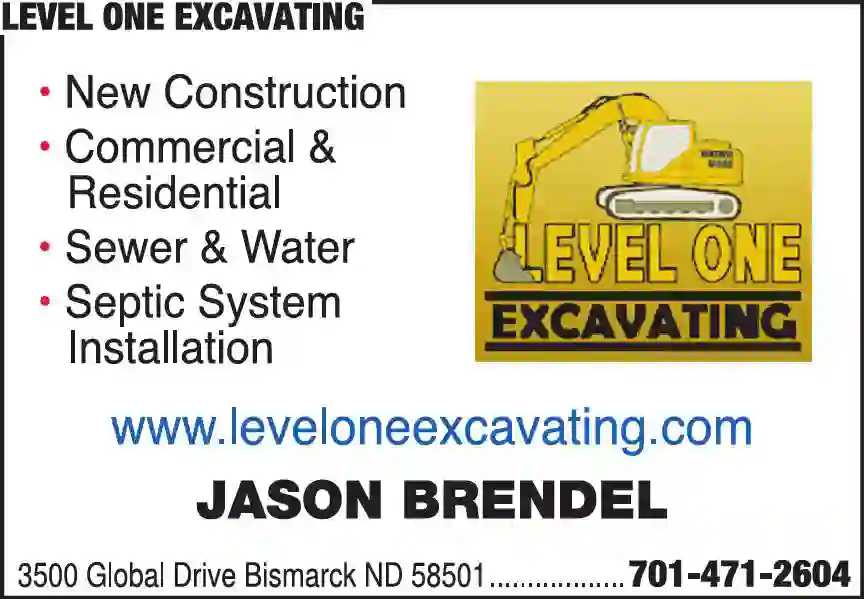 Excavating Contractors print ad for Level One Excavating