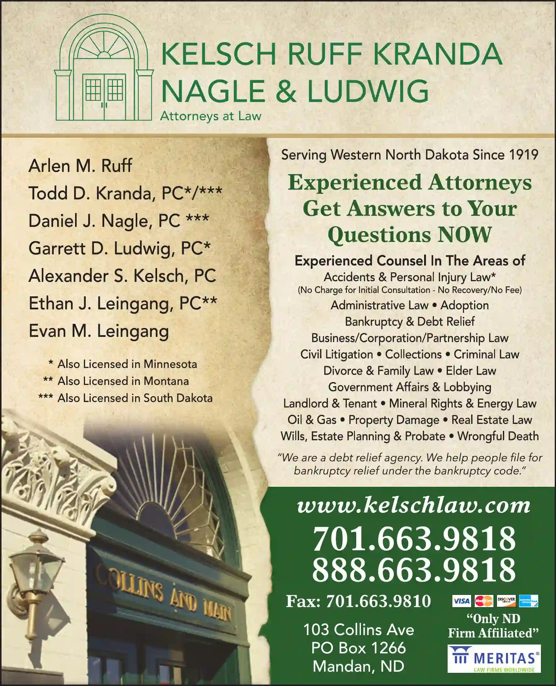 Attorneys print ad for Kelsch Ruff Kranda Nagle & Ludwig