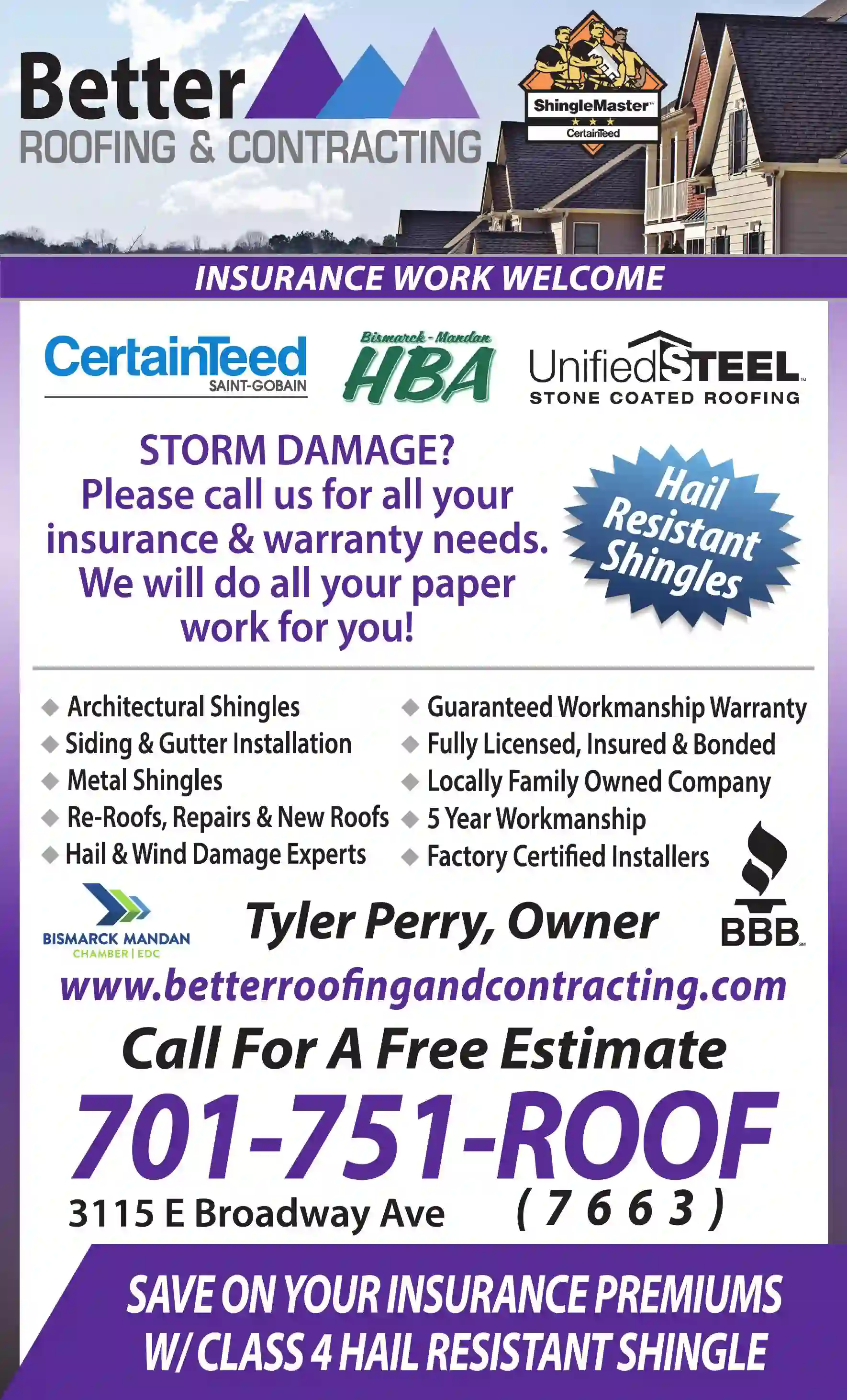 Roofing Contractors print ad for Better Roofing & Contracting