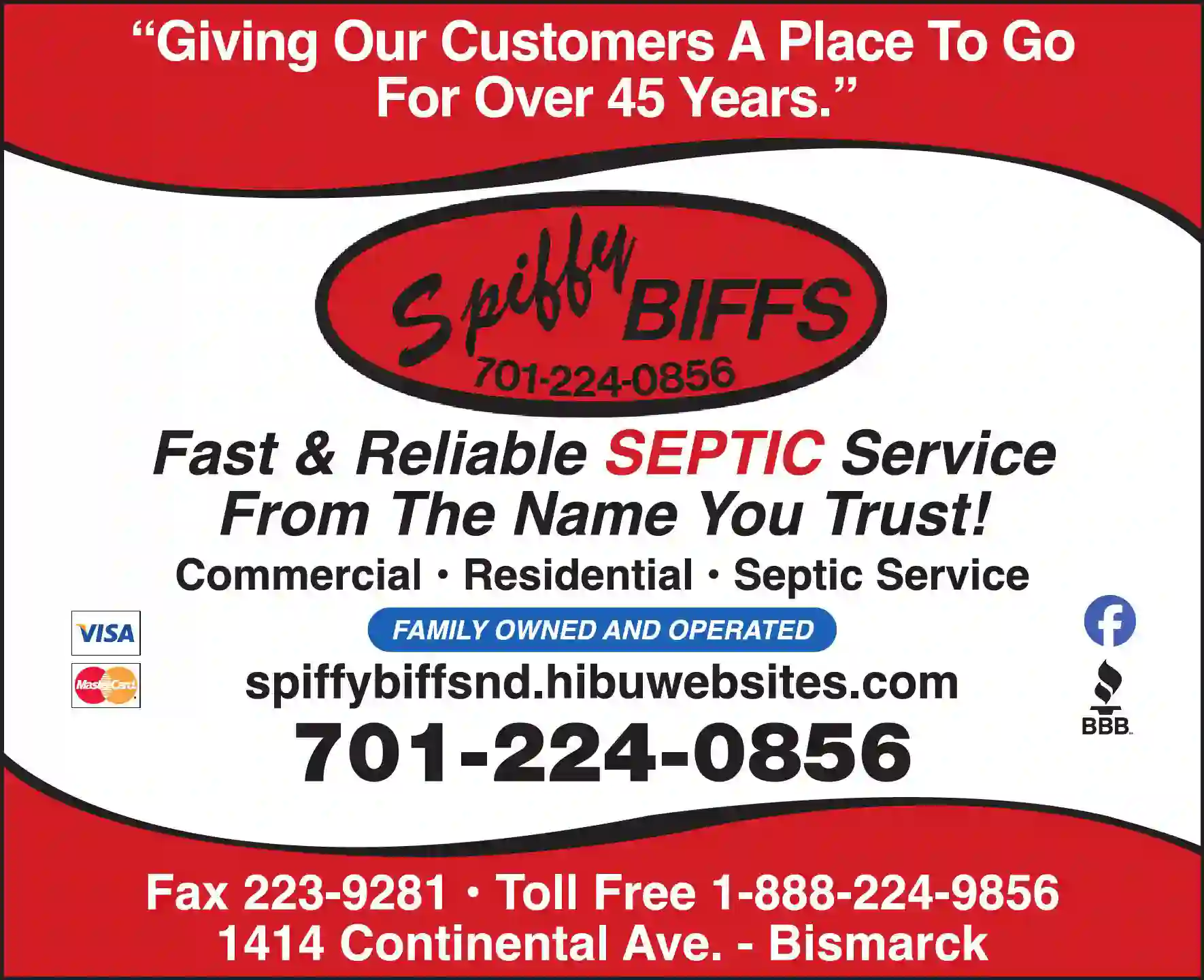 Septic Tanks & Systems - Cleaning print ad for Spiffy Biffs