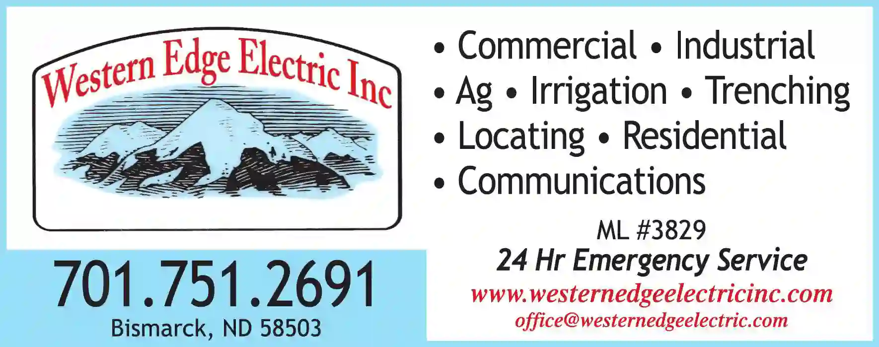 Electric Contractors print ad for Western Edge Electric Inc