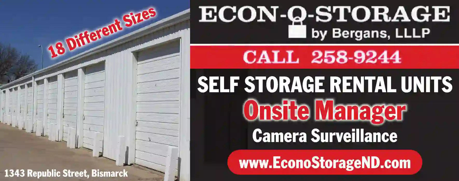 Storage - Household & Commercial print ad for Econ-O-Storage By Bergans LLLP