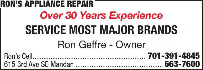 Appliances - Major - Service & Repair print ad for Ron's Appliance Repair