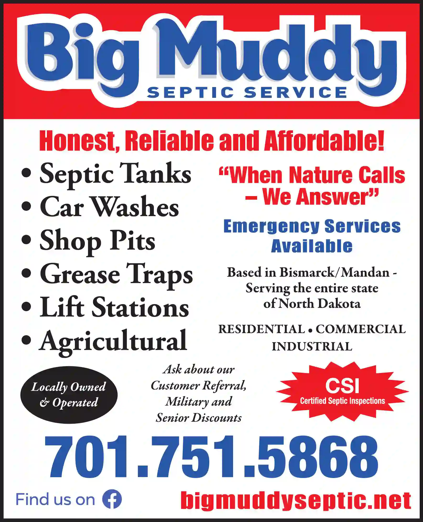 Septic Tanks & Systems - Cleaning print ad for Big Muddy Septic Service