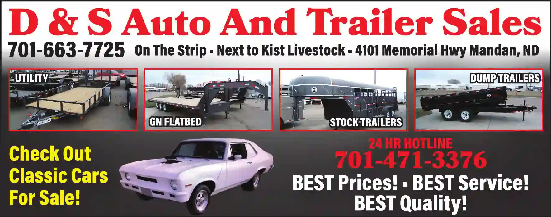 Trailers - Sales print ad for D & S Auto & Trailer Sales