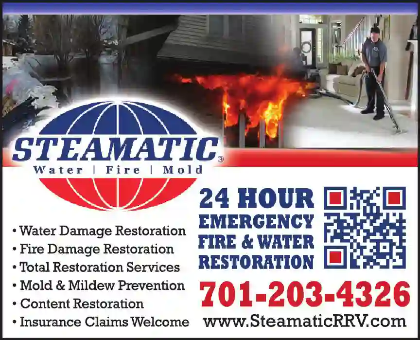 Water & Fire Damage Restoration print ad for Steamatic of Grand Forks
