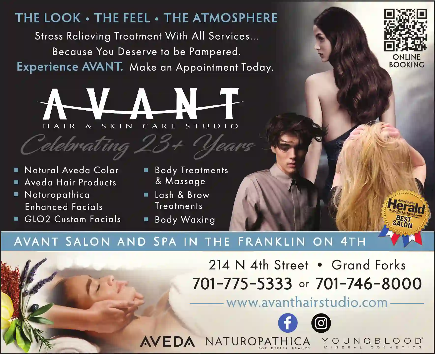 Beauty Salons & Services print ad for Avant Hair & Skin Care Studio