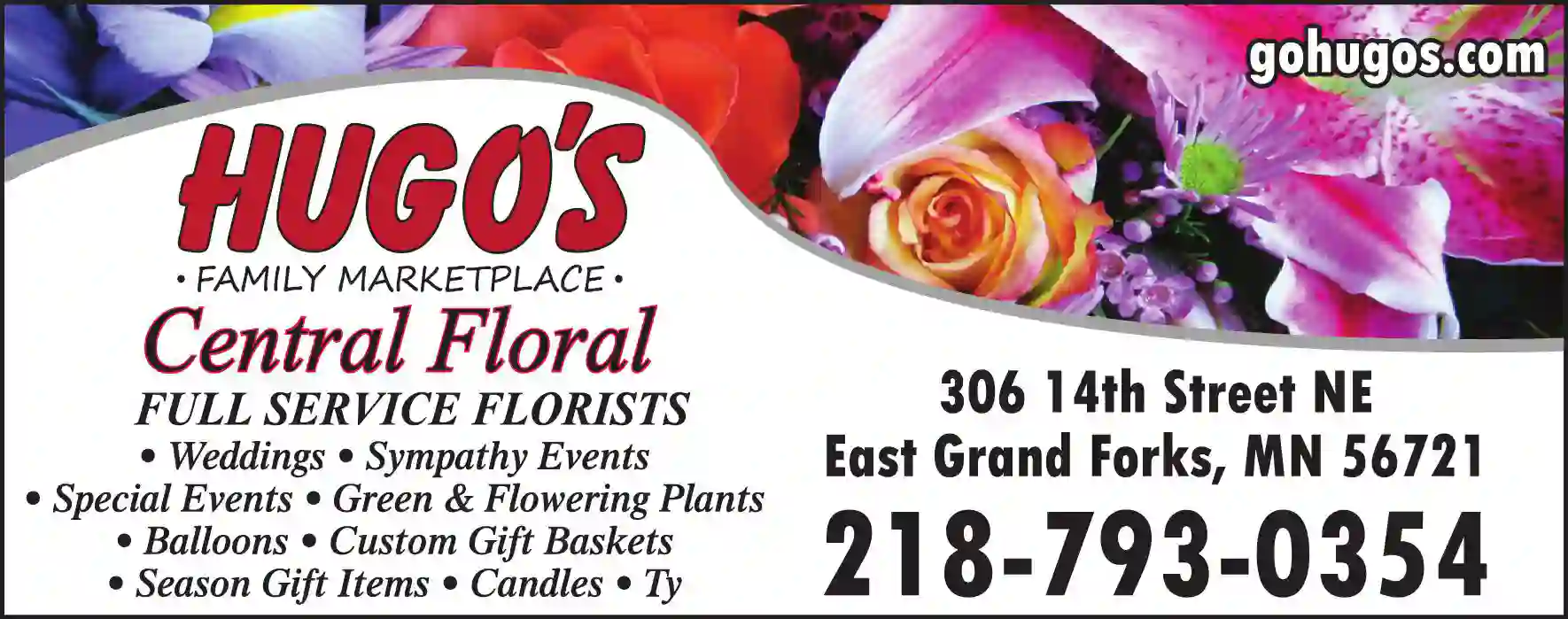 Florists - Retail print ad for Hugo's Central Floral