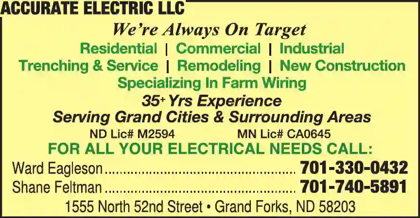 Electricians print ad for Accurate Electric LLC