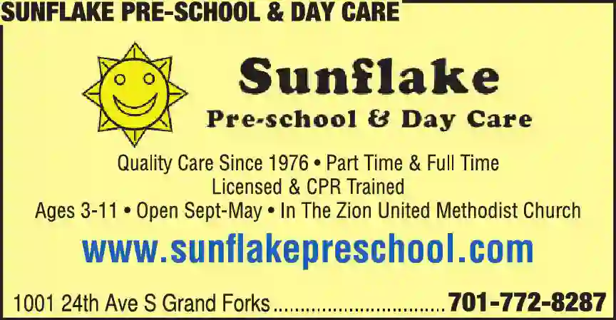 Child Care print ad for Sunflake Pre-School & Day Care