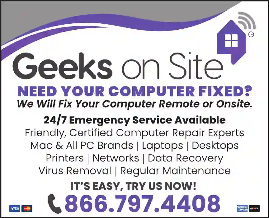 Computers - Service & Repair print ad for Geeks On Site